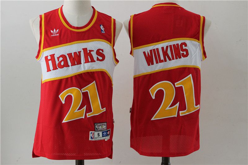 Men Atlanta Hawks #21 Wilkins Red Stitched Throwback NBA Jersey